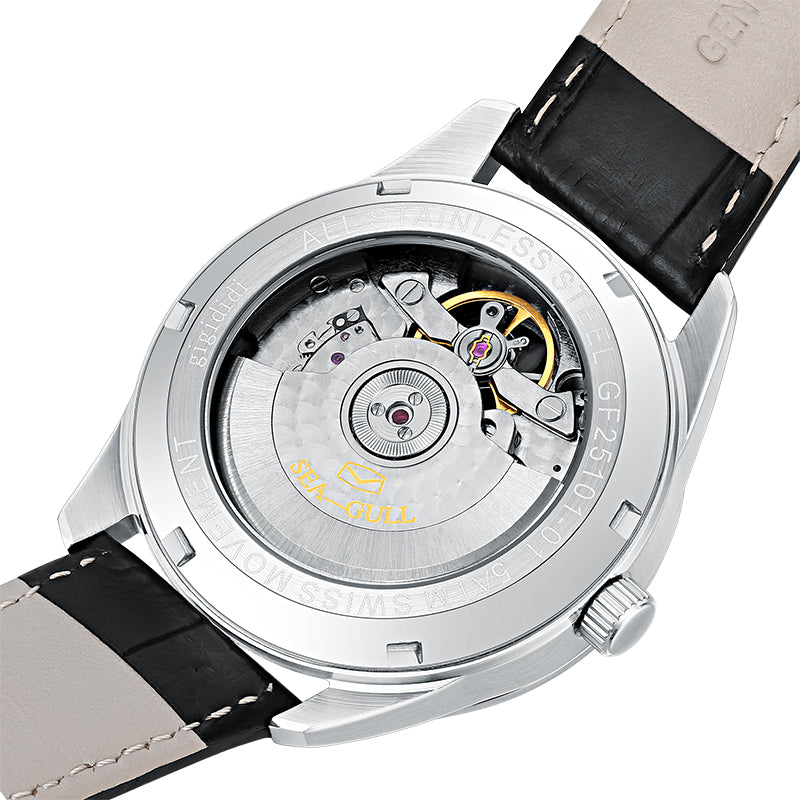 NEW gigididi Men's Business Mechanical Wristwatch Flywheel Leather Strap 50M Waterproof Luminous Watch relogio masculino GF25101